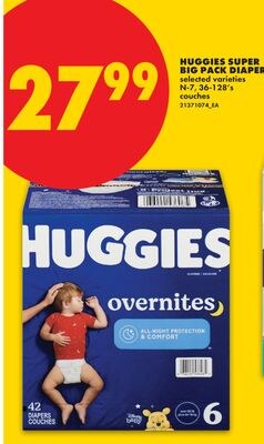 HUGGIES SUPER BIG PACK DIAPERS, N-7, 36-128's