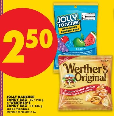 JOLLY RANCHER CANDY BAG, 182/198 G OR WERTHER'S…