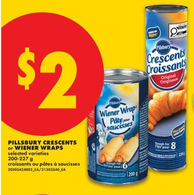 PILLSBURY CRESCENTS OR WIENER WRAPS, 200-227 G