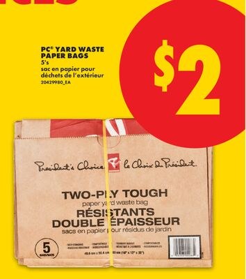PC YARD WASTE PAPER BAGS, 5'S