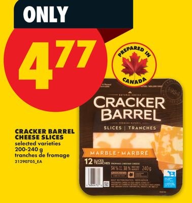 CRACKER BARREL CHEESE SLICES, 200-240 G
