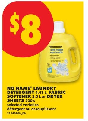 NO NAME® LAUNDRY DETERGENT, 4.43 L, FABRIC SOFT…
