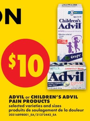 ADVIL OR CHILDREN'S ADVIL PAIN PRODUCTS