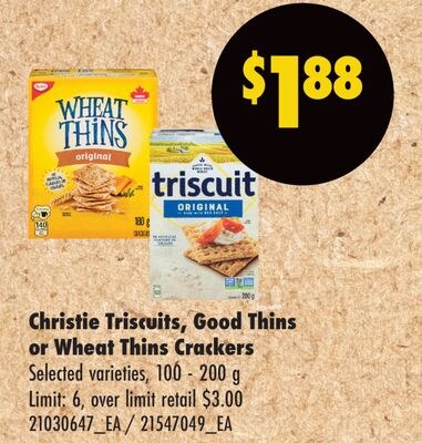 CHRISTIE TRISCUITS, GOOD THINS OR WHEAT THINS C…