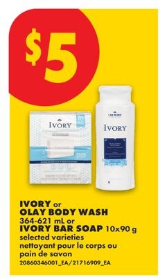 IVORY OR OLAY BODY WASH, 364-621 ML OR IVORY BA…