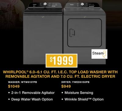WHIRLPOOL® 6.0-6.1 CU. FT. I.E.C. TOP LOAD WASH…