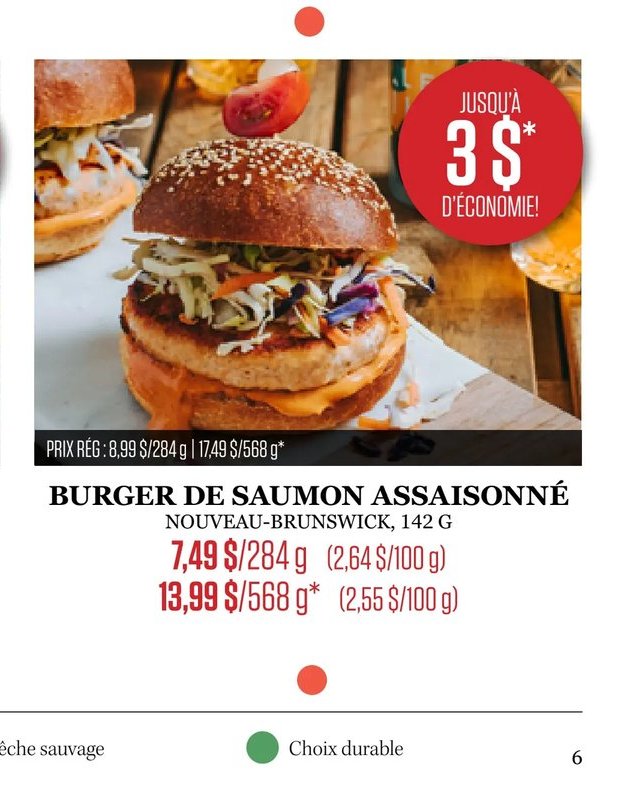 BURGER DE SAUMON ASSAISONNÉ