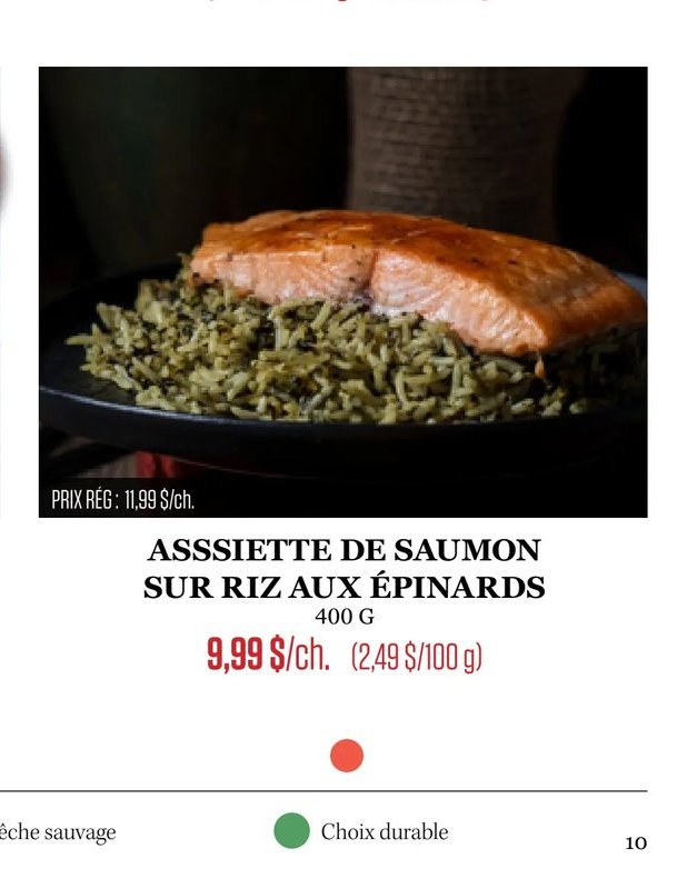 Assiette de Saumon sur Riz aux Épinards