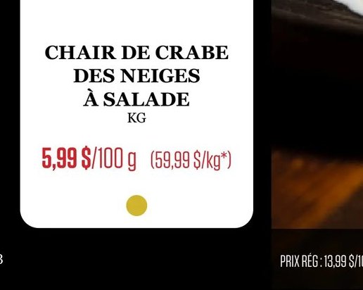 CHAIR DE CRABE DES NEIGES À SALADE