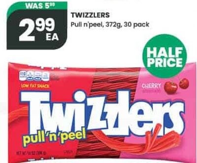 TWIZZLERS Pull n'peel, 372g, 30 pack