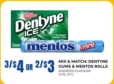 DENTYNE GUMS & MENTOS ROLLS