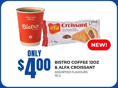 BISTRO COFFEE 12 OZ & ALFA CROISSANT