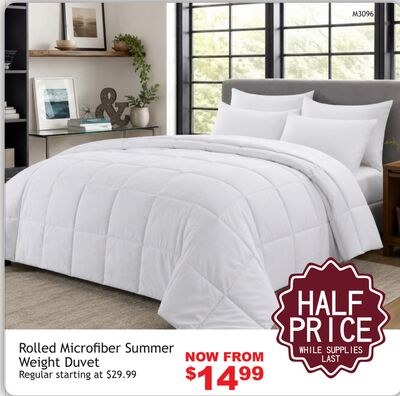 Rolled Microfiber Summer Weight Duvet