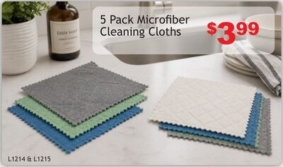 5 Pack Microfiber Cleaning Cloths