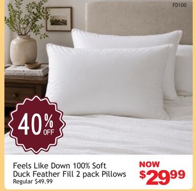 Feels Like Down 100% Soft Duck Feather Fill 2 p…