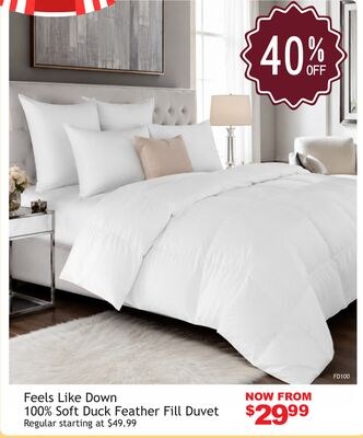Feels Like Down 100% Soft Duck Feather Fill Duv…