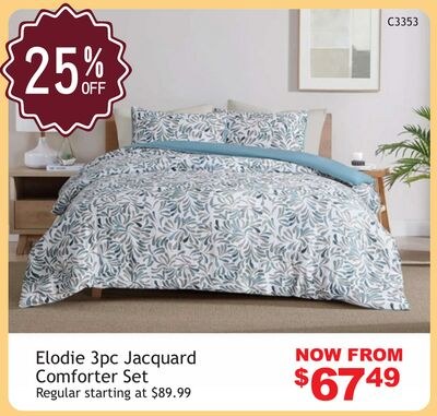 Elodie 3pc Jacquard Comforter Set