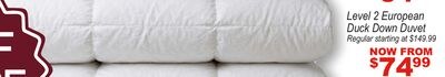 Level 2 European Duck Down Duvet