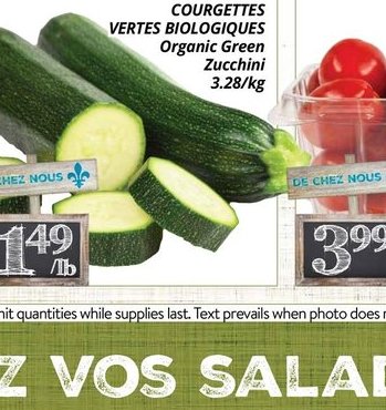 Courgettes vertes biologiques