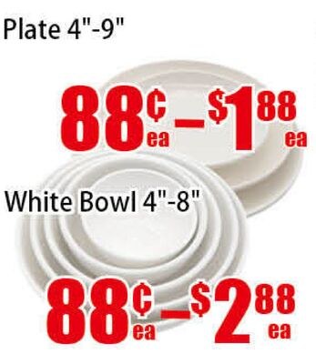Plate 4"-9" White Bowl 4"-8"