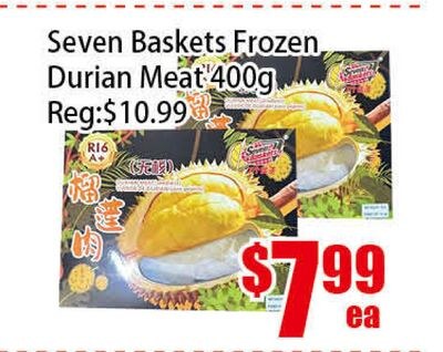 Seven Baskets Frozen Durian Meat 400g