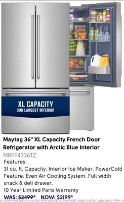 Maytag 36" XL Capacity French Door Refrigerator…