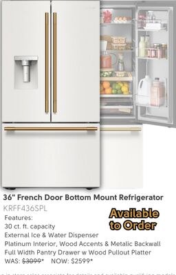 36" French Door Bottom Mount Refrigerator