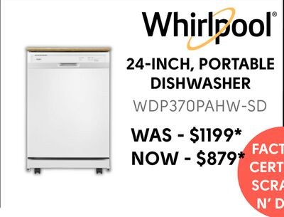 Whirlpool 24-INCH, PORTABLE DISHWASHER WDP370PA…