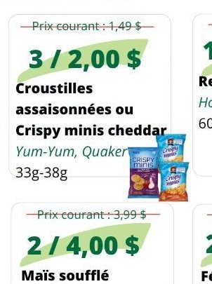 Croustilles assaisonnées ou Crispy minis chedda…