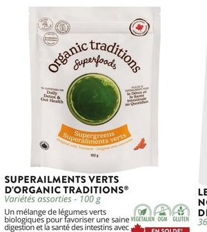 Suppléments verts d'Organic Traditions