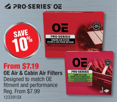 Pro Series OE Air & Cabin Air Filters