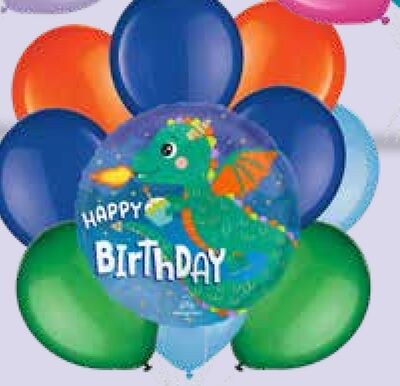 "Happy Birthday" Cute Dragon Balloon Bouquet, 1…
