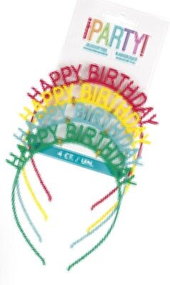 Cheerful 'Happy Birthday' Plastic Headbands 4-pk