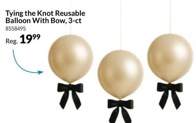 Tying the Knot Reusable Balloon With Bow, 3-ct