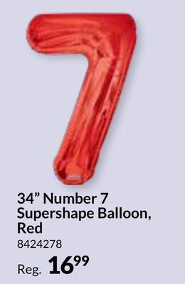34" Number 7 Supershape Balloon,  Red