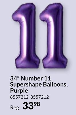 34" Number 11 Supershape Balloons, Purple