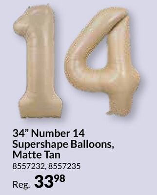 34" Number 14 Supershape Balloons, Matte Tan