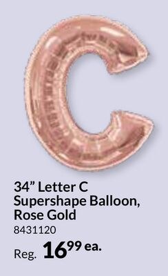 34" Letter C Supershape Balloon, Rose Gold