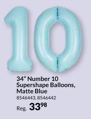 34" Number 10 Supershape Balloons, Matte Blue