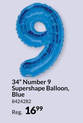 34" Number 9 Supershape Balloon, Blue