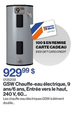 Chauffe-eau électrique, 9 ans/6 ans, Entrée ver…