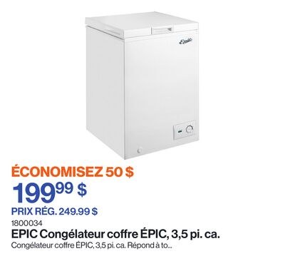 Congélateur coffre ÉPIC, 3,5 pi. ca.