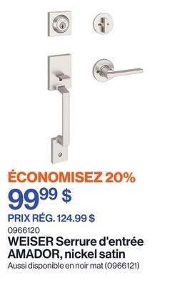 Serrure d'entrée AMADOR, nickel satin