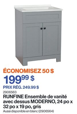 Ensemble de vanité avec dessus MODERNO, 24 po x…