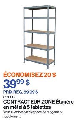 Étagère en métal à 5 tablettes