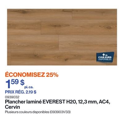 Plancher laminé EVEREST H20, 12,3 mm, AC4, Cerv…