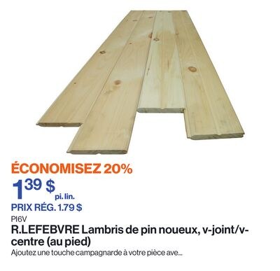 Lambris de pin noueux, v-joint/v-centre (au pie…