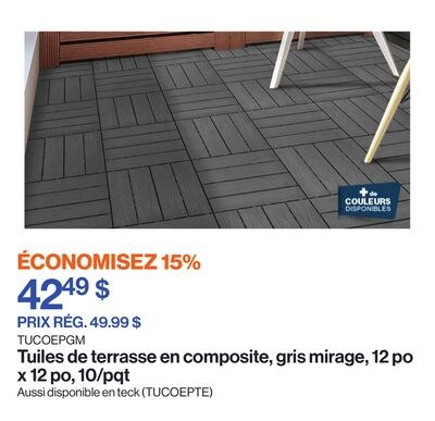 Tuiles de terrasse en composite, gris mirage, 1…