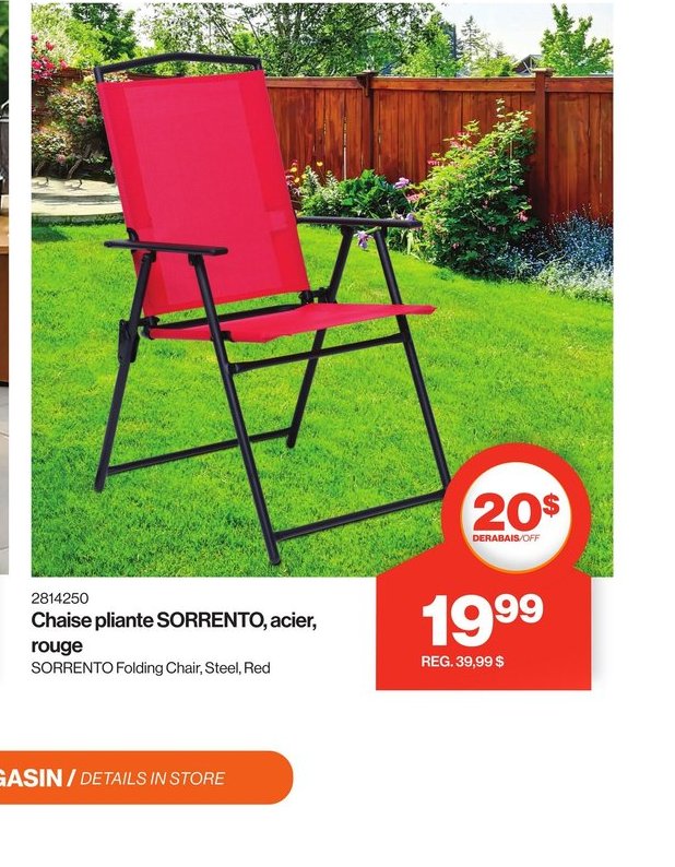 Chaise pliante SORRENTO, acier, rouge