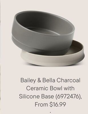 Bailey & Bella Charcoal Ceramic Bowl with Silic…